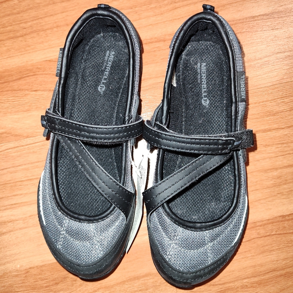 Merrell Canvas Mary Jane Girls Size 1 - Grey/Black  New